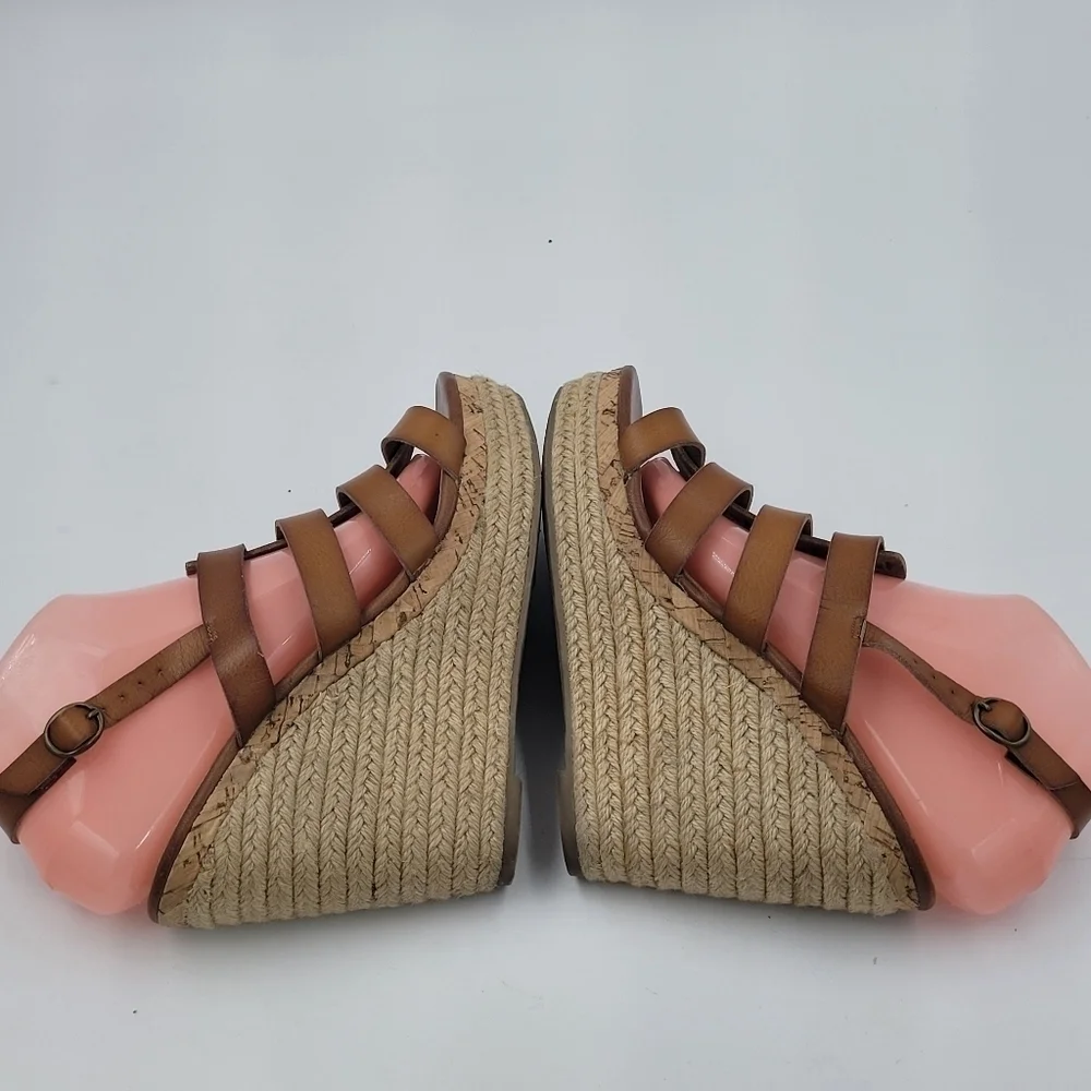 Espadrille Sandal Wedges size 9 strappy Brown